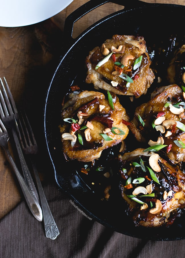One Skillet Kung Pao Chicken Thighs | DoYouEvenPaleo.net