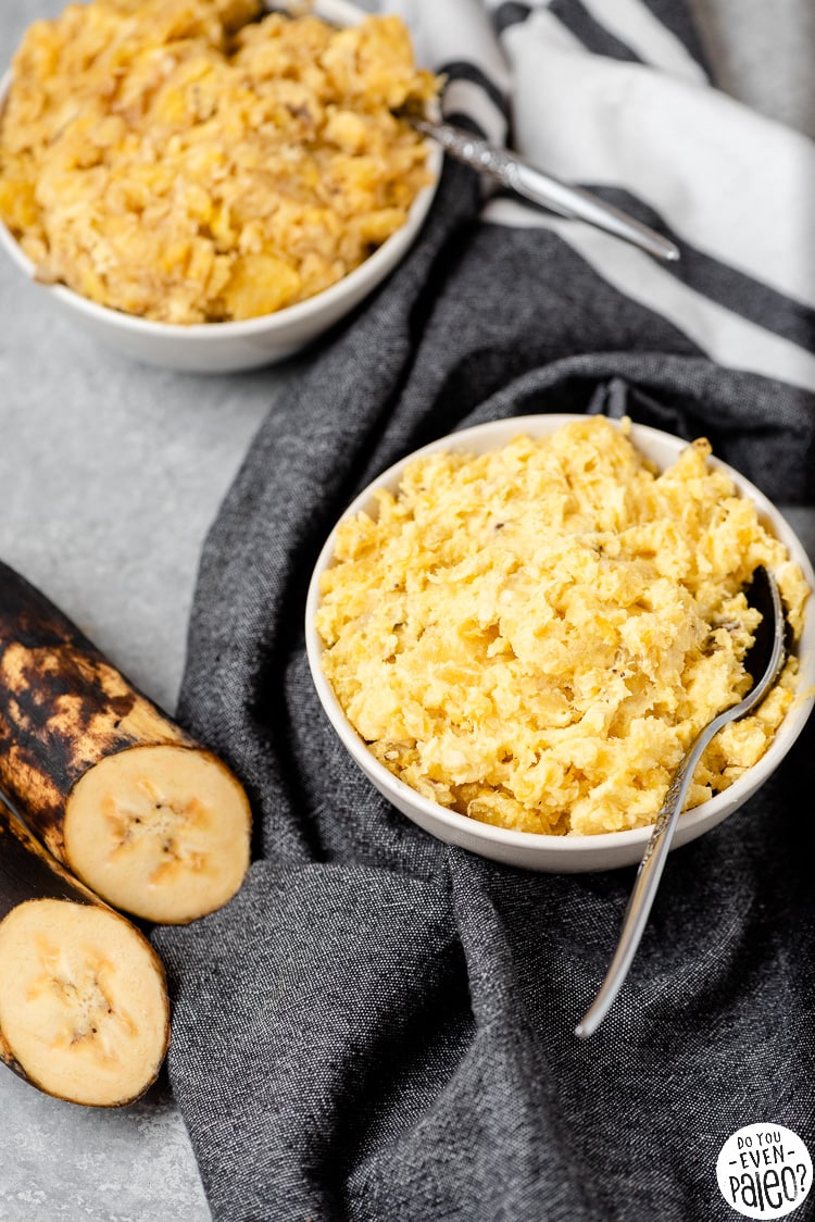 Bowls with both sweet and savory mashed plantains