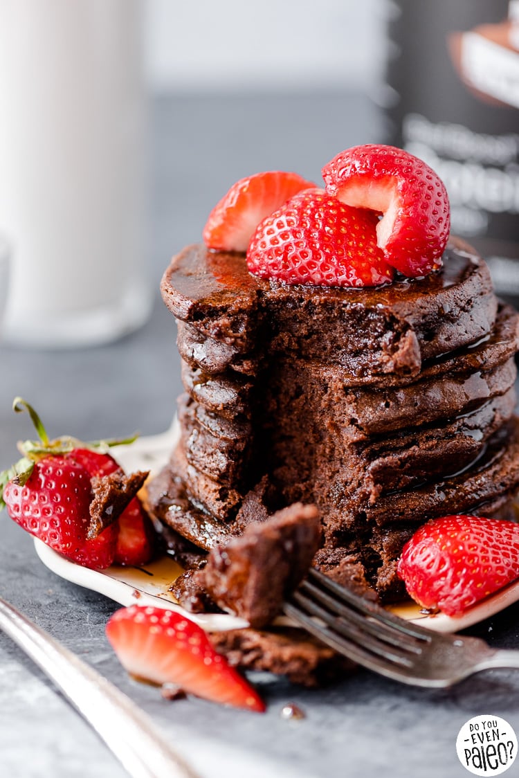 Closeup of Active Stacks Chocolate Protein Pancakes