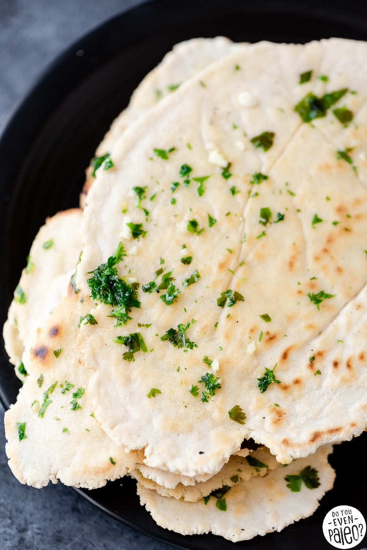 Closeup of cassava flour flatbread recipe