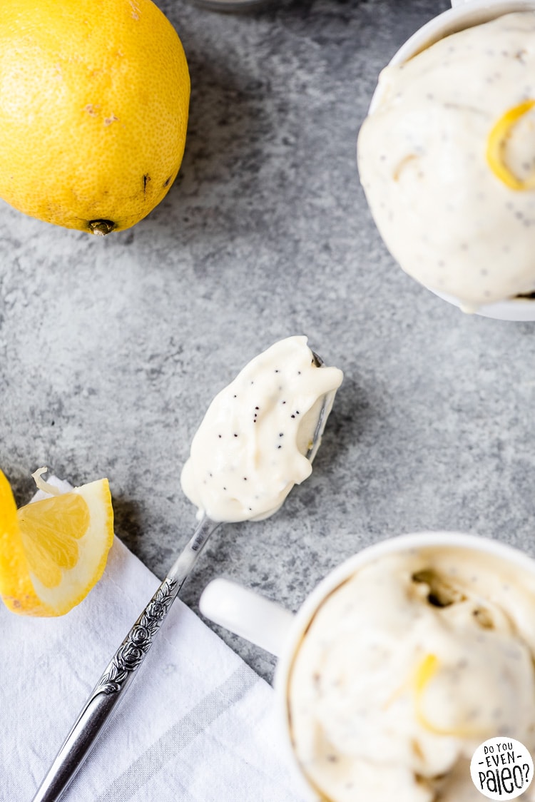 Spoonful of lemon poppyseed ice cream