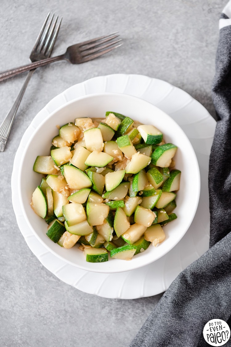 Bowl of sauteed zucchini (paleo, low carb)