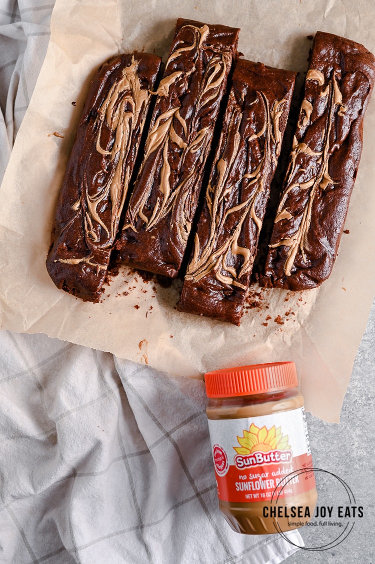Cut brownies on parchment paper