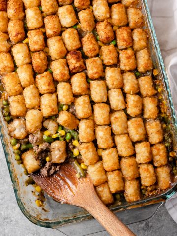 Dish of tater tot casserole