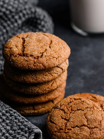 Stack of gluten free molasses cookies