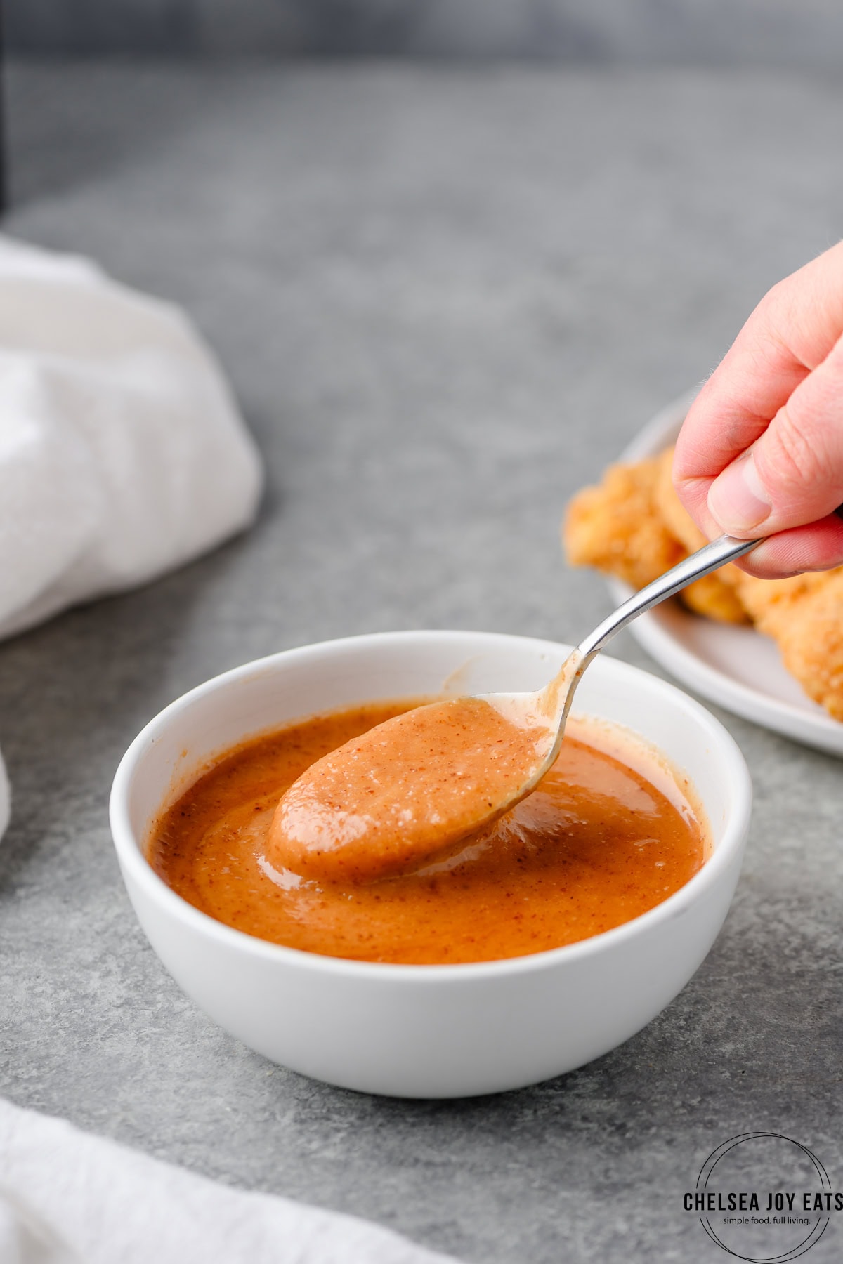 Bowl filled with hot honey mustard sauce