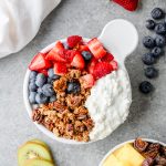 Bowl with cottage cheese, fresh fruit, and granola