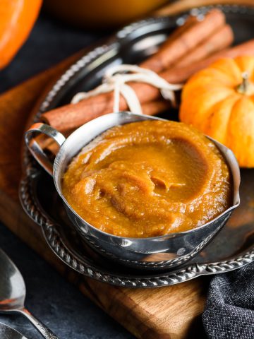 Dish with homemade stovetop pumpkin butter