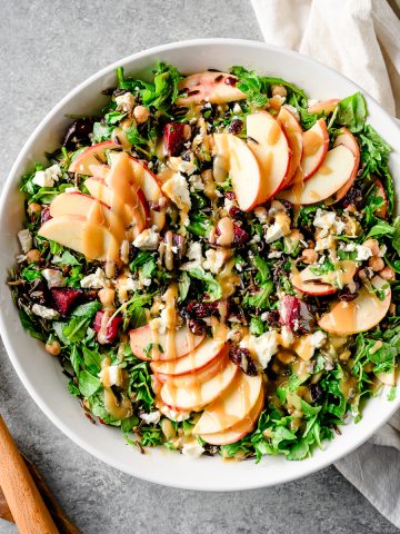 Wild Rice and Arugula Salad with Beets and Maple Tahini Vinaigrette